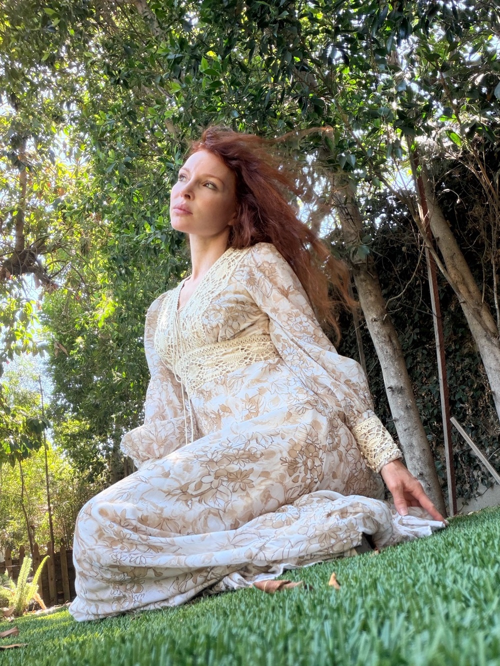 Gorgeous Cream Rose Gunne Sax Maxi Dress